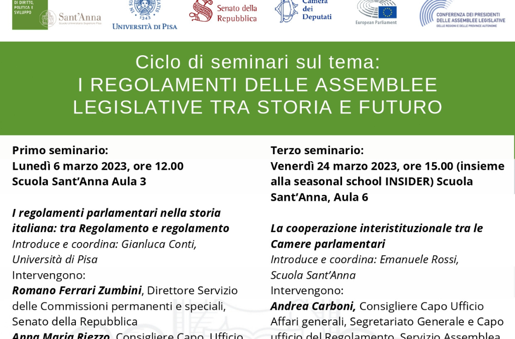 Lunedì 3 aprile Seminario presso l’Università di Pisa: “Il ruolo e le funzioni delle Commissioni (parlamentari e regionali), tra vecchi e nuovi problemi”