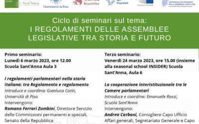 Lunedì 3 aprile Seminario presso l’Università di Pisa: “Il ruolo e le funzioni delle Commissioni (parlamentari e regionali), tra vecchi e nuovi problemi”