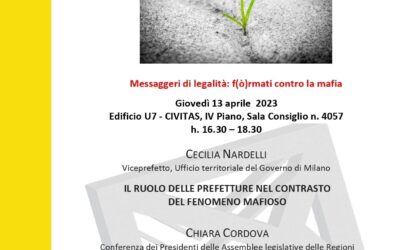 All’Università Milano-Bicocca la sesta lezione del progetto “Messaggeri di Legalità”, incentrata sulla strategia di contrasto alle mafie da parte di Stato e Regioni