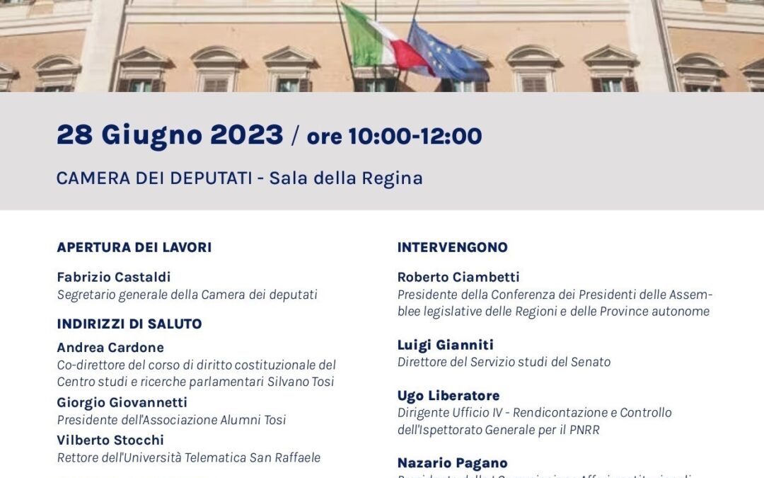 Presidente Ciambetti alla Camera per il convengo “L’impatto del PNRR sul sistema costituzionale italiano ed europeo”