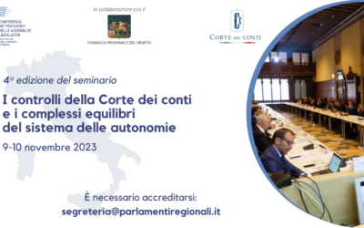 Al via il Seminario “I controlli della Corte dei conti e i complessi equilibri del sistema delle autonomie”, del 9 e 10 novembre a Venezia