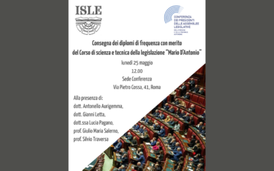Corso di scienza e tecnica della legislazione “Mario D’Antonio”: lunedì in Conferenza la consegna dei diplomi di frequenza con merito